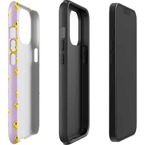 Purple Happy Face Pattern iPhone 15 Pro Max Impact Case